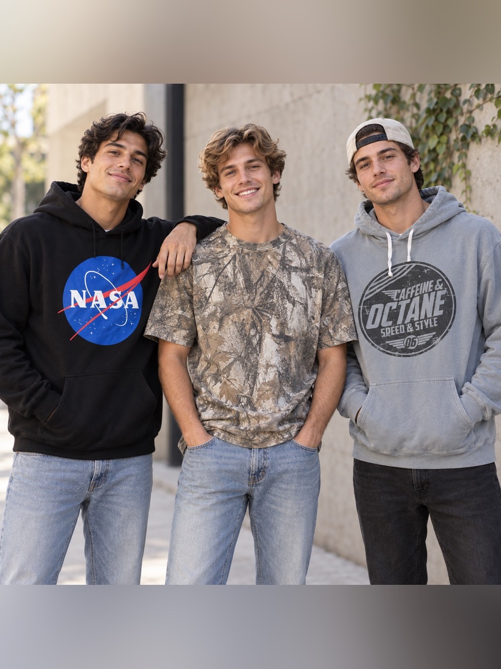 Men’s M 3-Piece Hoodie & T-Shirt Lot NASA Hollister Comfort Colors